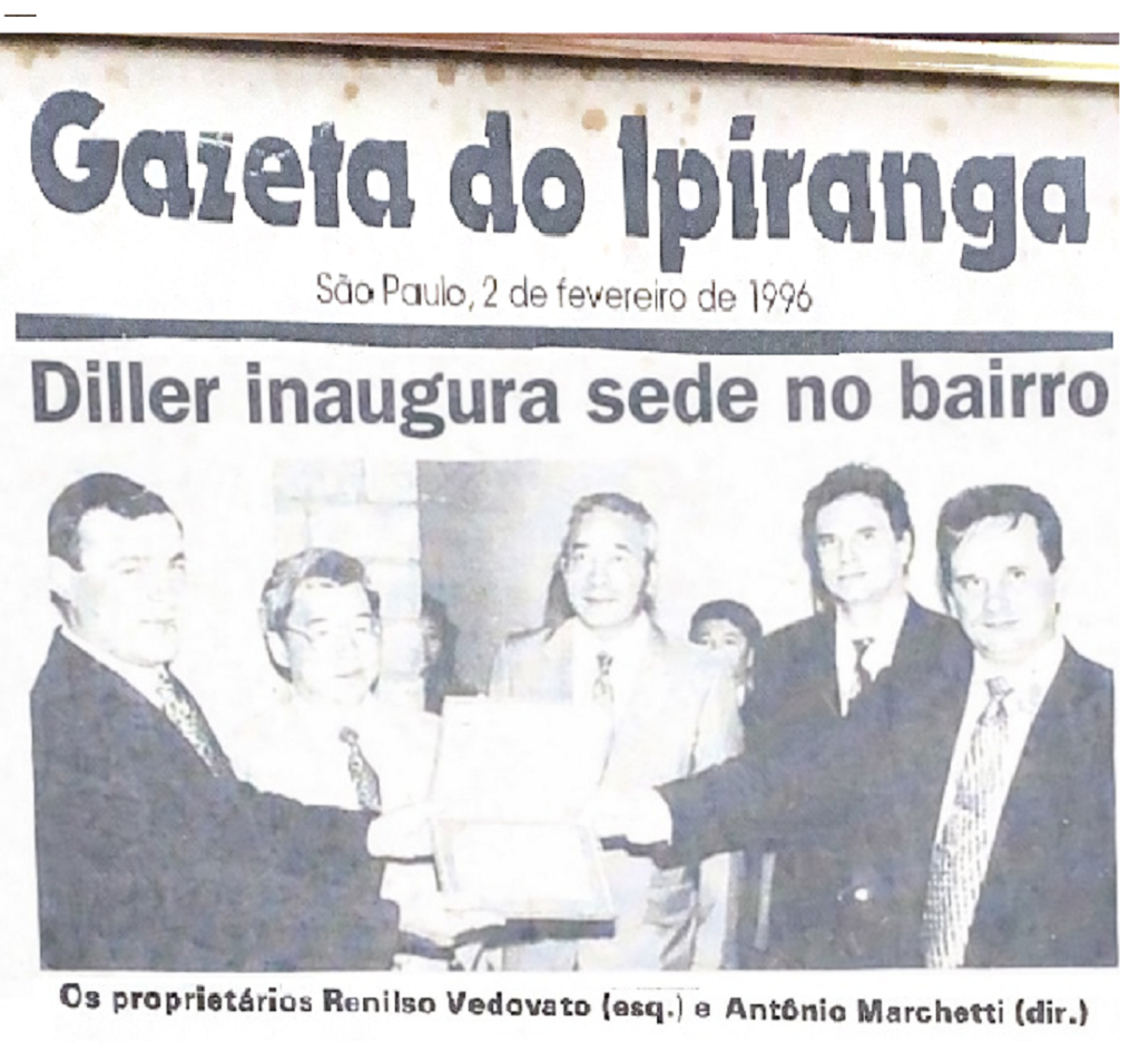 reportagem jornal gazeta do povo de 1996 com a inauguracao da nova sede da empresa Diller Maquinas
