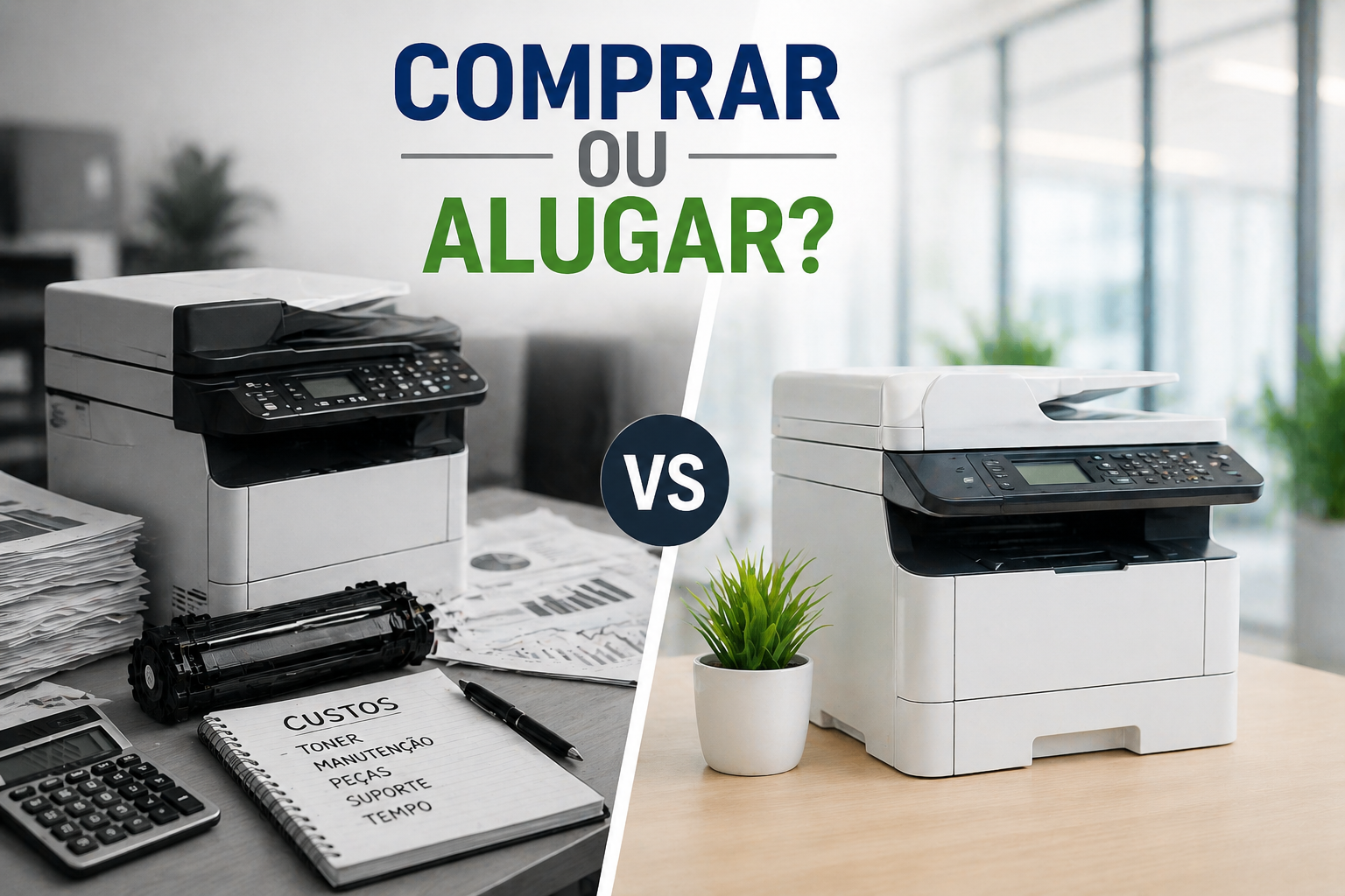 Comparação entre comprar ou terceirizar impressora em ambiente corporativo